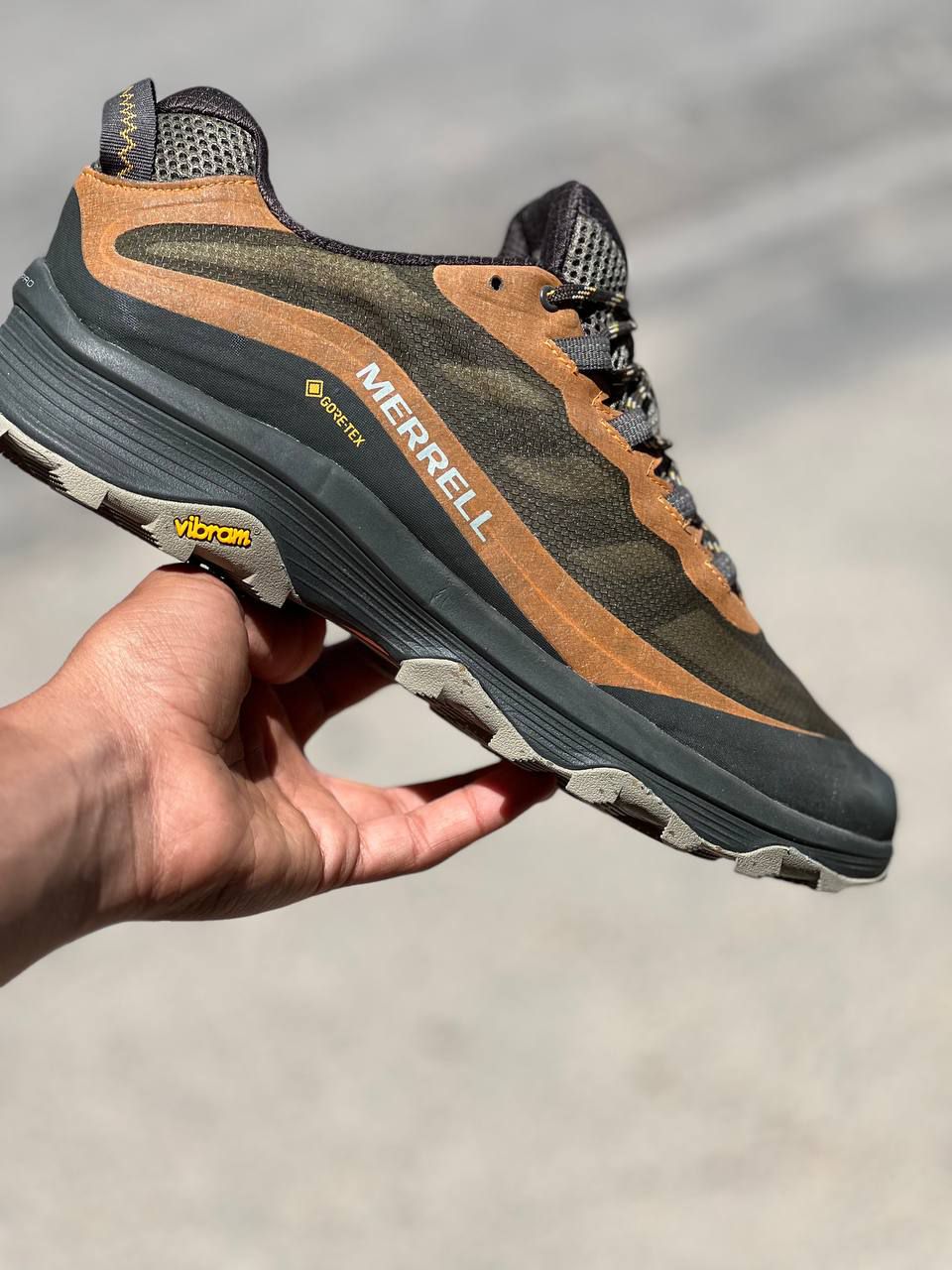 تصویر اصلی: کفش کوهنوردی مردانه مرل Merrell مدل Moab Speed GORE-TEX رنگ زیتونی قهوه‌ای